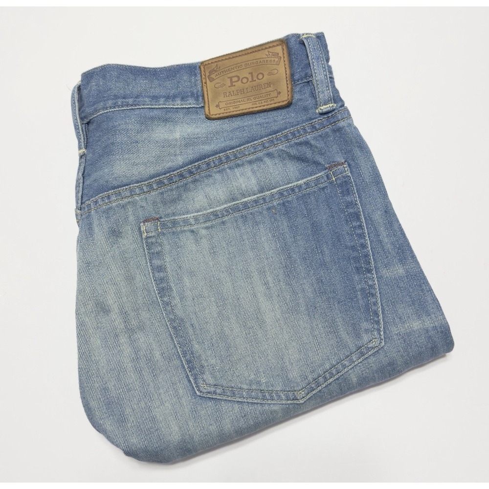 Polo Ralph Lauren The Hampton Relaxed Straight Med Wash Jeans 36x34 Distressed